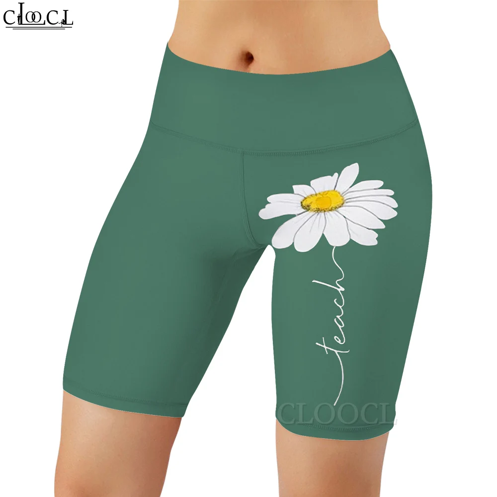 CLOOCL Damen-Leggings, schöne Gänseblümchen-Shorts mit 3D-Grafikdruck, lässig für Damen, Outdoor, Workout, Sport, Push-up, grüne Hose