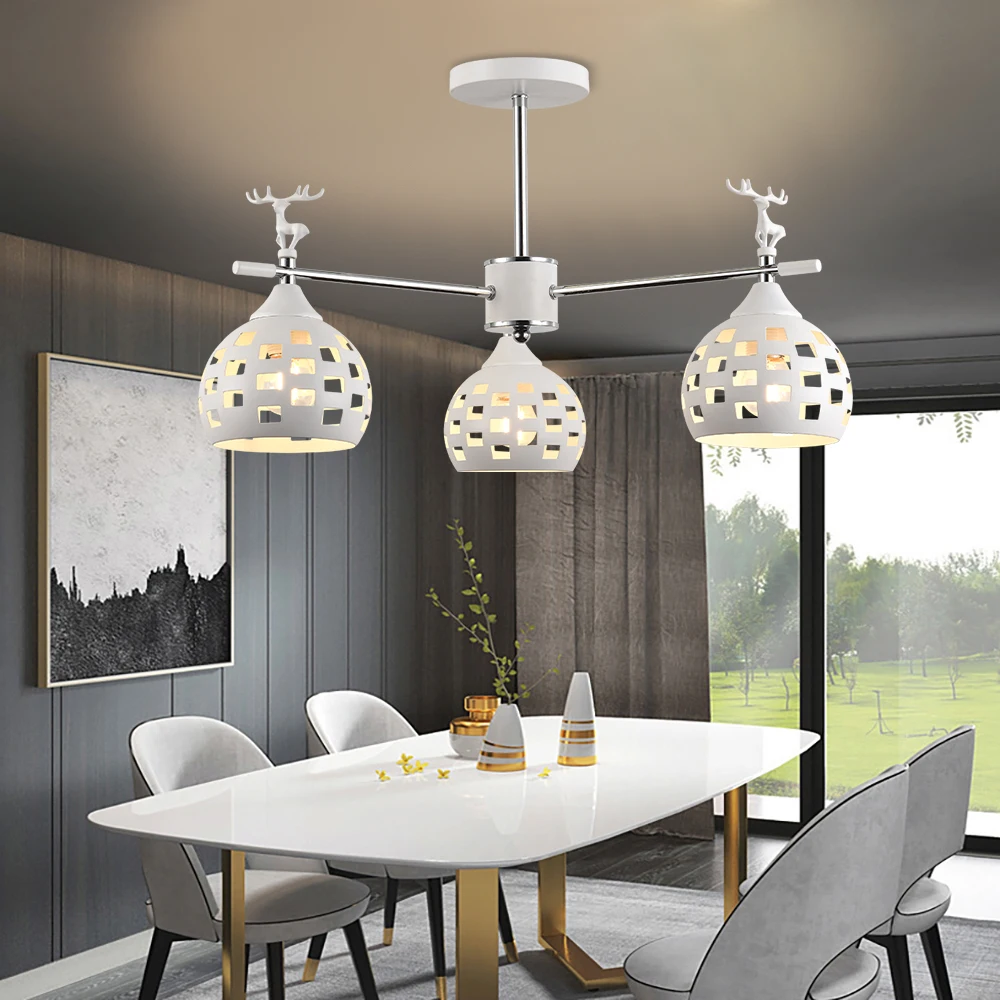 New North Hollow European Living Room Bedroom Ceiling Light Dining Room Office Chandelier Child Room Cloroom Deer Lighting E27