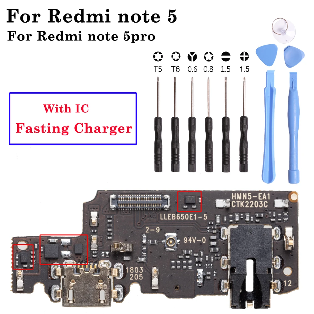

Pop USB Charging Port With Ic For Xiaomi Redmi Note 5 Pro Dock Charger Connector Fasting Charger Mother Main Board Flex Repair P