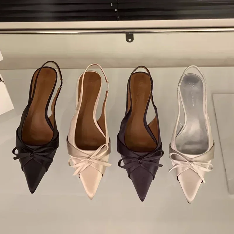 Bow Sexy Pointed Toe High Heels Shoes Elegant Women Sandals 2025 Brand Mary Jane Summer Fad New Party Dress Shoes Pumps Mujer
