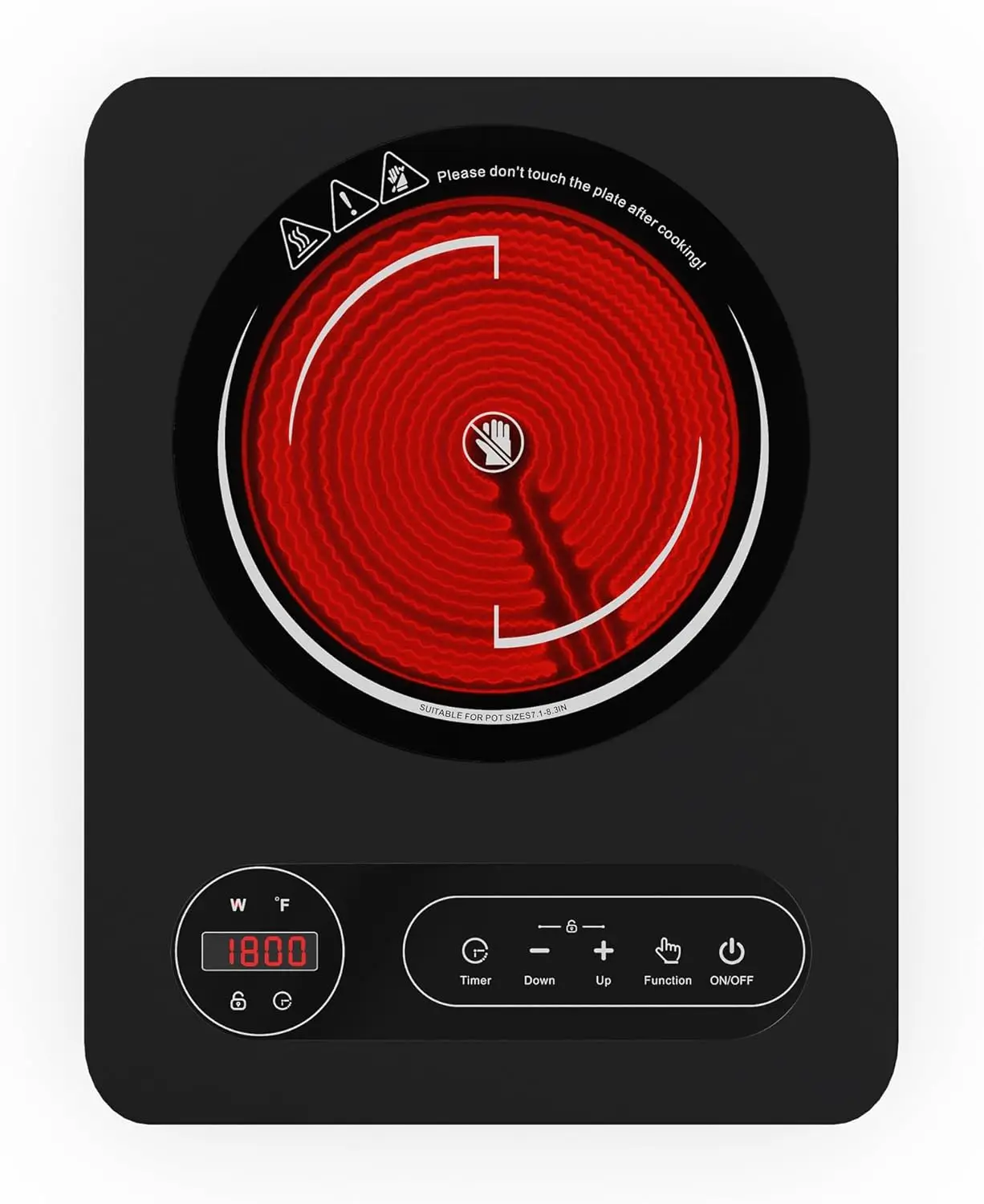 

Single Burner Electric Cooktop 1800W - 110V Electric Stove Top Burner Portable Stove with LED Touch Control 10 Power Level