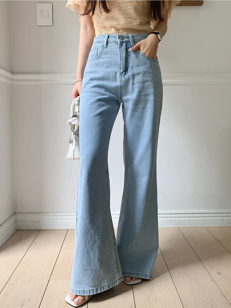 

Retro High Waist Bell Bottom Jeans Women's Casual Washed Slimming Versatile Refreshing Loose Fit Summer Denim Jeans