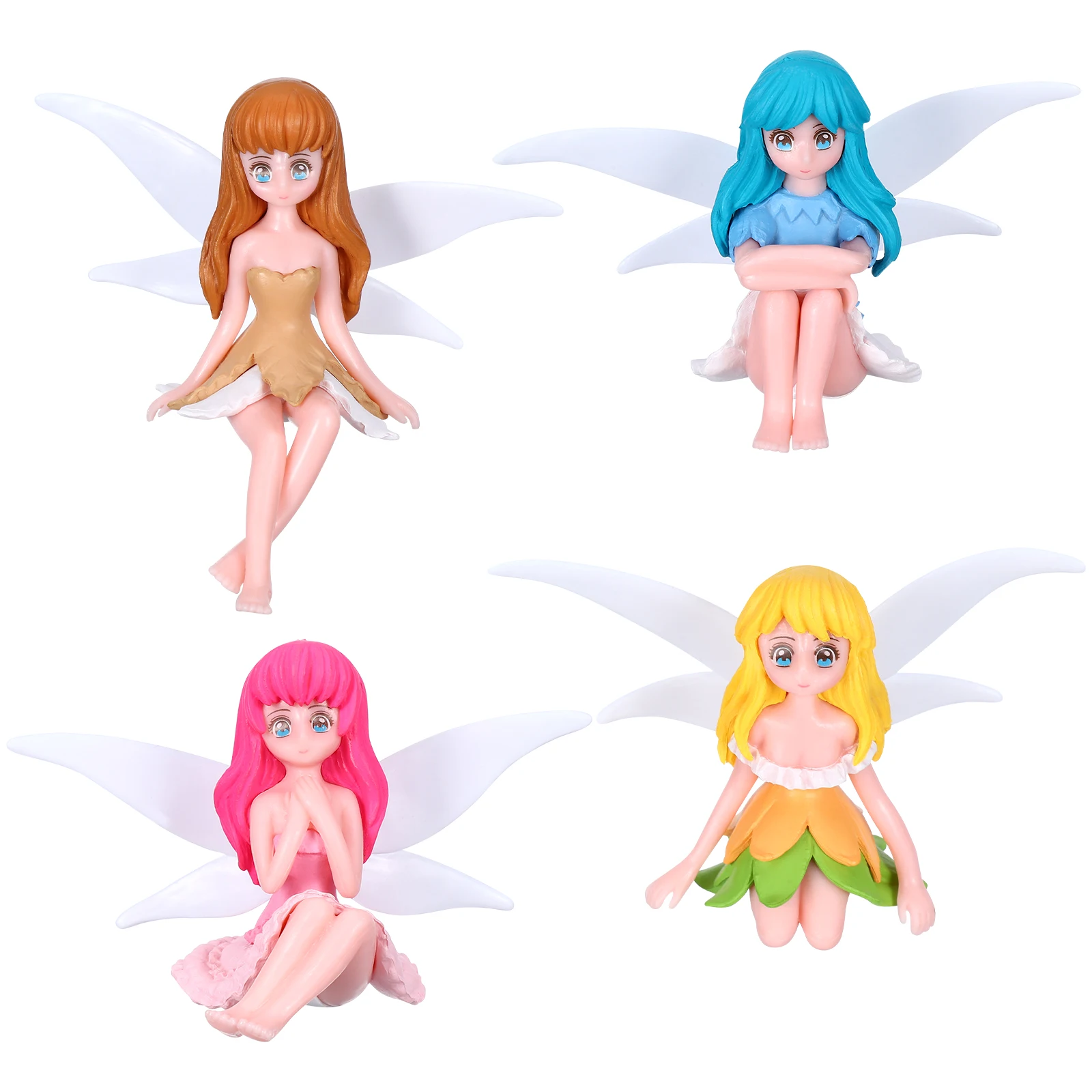 

4pcs Miniature Fairy Statue Decorations for Gardens Cute Tiny PVC Figurines Bonsai Ornaments Valentine Flower Sculpture Gifts