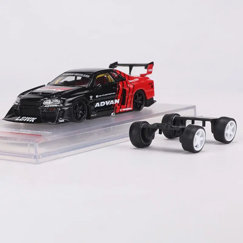 

Diecast CM MODEL 1:64 Scale Nissan GTR R34 ADVAN Painted Alloy Car Model Collectible Toy Gift Souvenir Display Ornament
