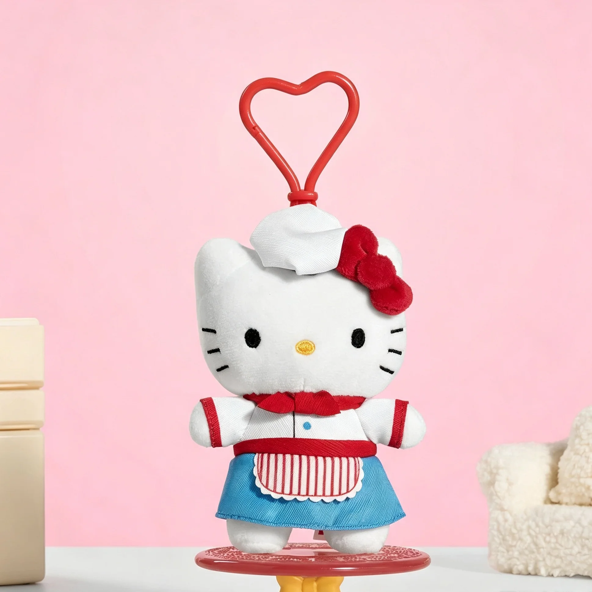 hello-kitty-retro-restaurant-shop-assistant-red-and-blue-dress-up-plush-stuffed-toy-heart-shaped-keychain-handbag-birthday-gift