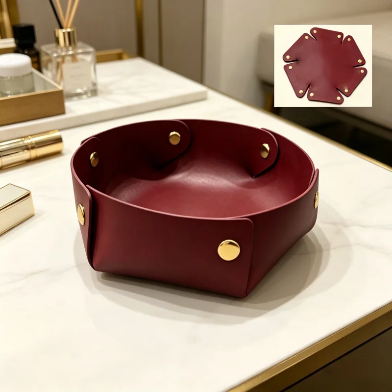 PU leather storage tray key cosmetic storage box home decoration dice tray detachable table small item storage container