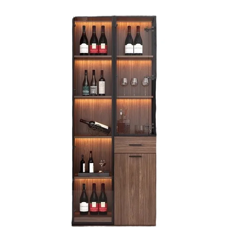 

Modern minimalist solid wood wine cabinet display cabinet household glass door storage cabinet living room wall high-end locker