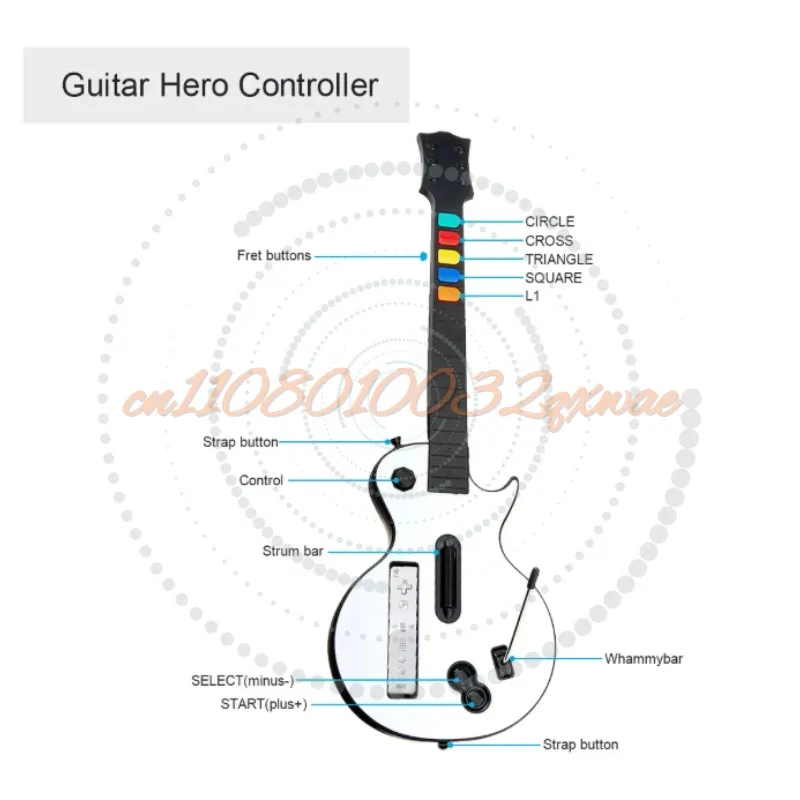 White Wireless Hero Rock Band with Straps WII Guitar Hero Controller for Hero and Rock Band Games