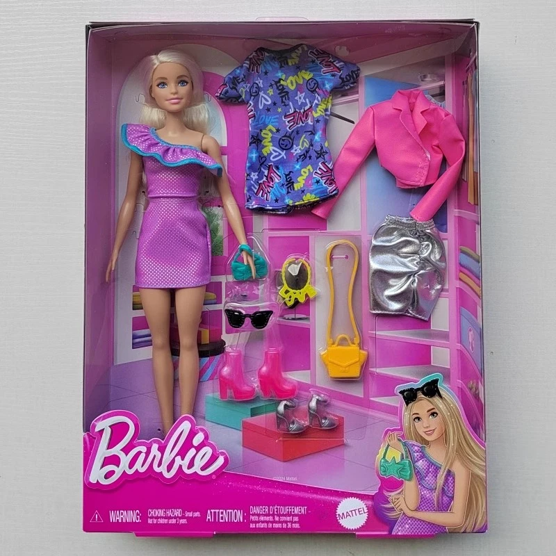 Original Barbie traje ropa faldas zapatos ropa moda armario accesorios vestir muñecas rubias para niñas juguetes regalo Playset
