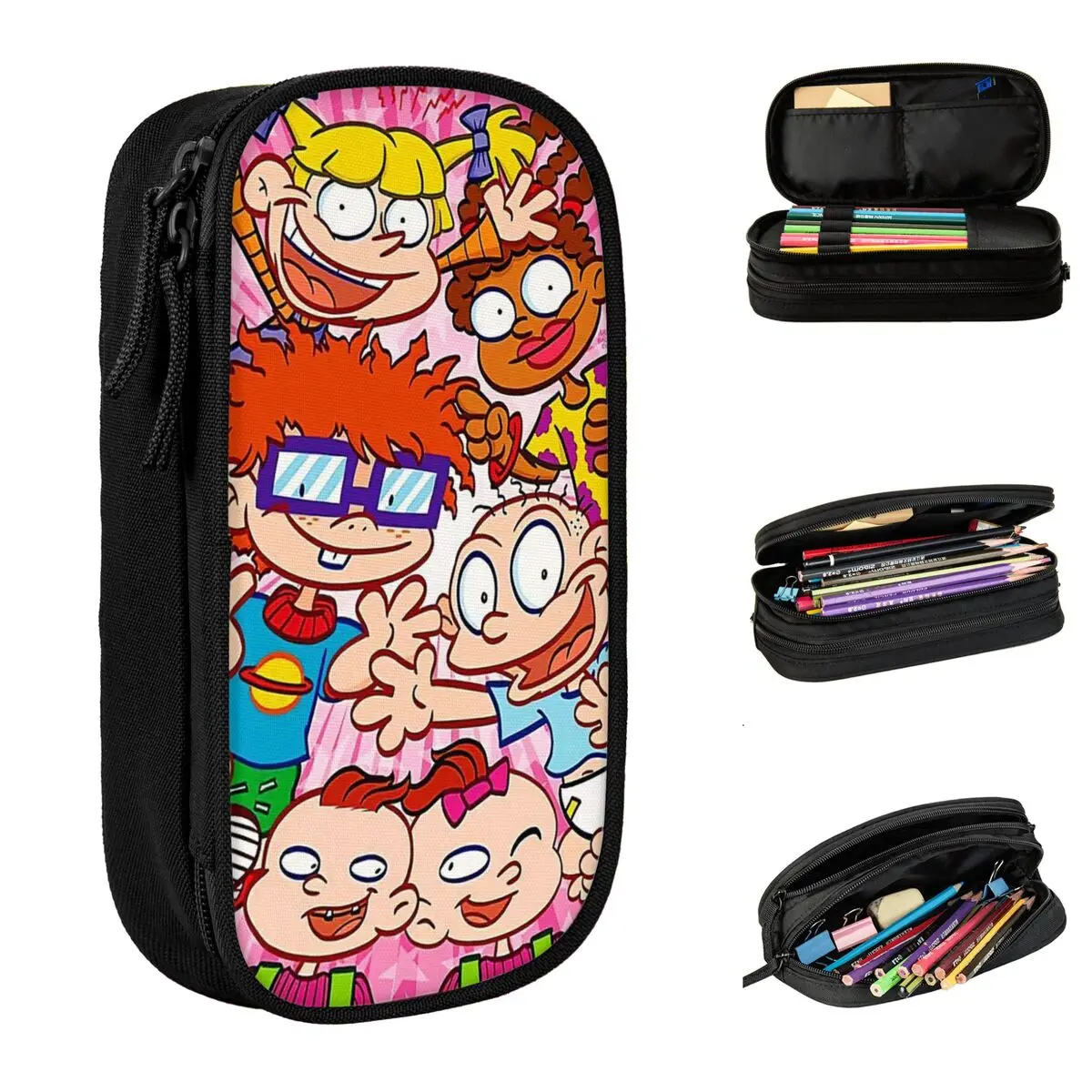 

Large Capacity Pen Box Rugratsed Chuckie Finster Anime Office Supplies Double Layer Pencil Box Women Make Up Bag Amazing Gift