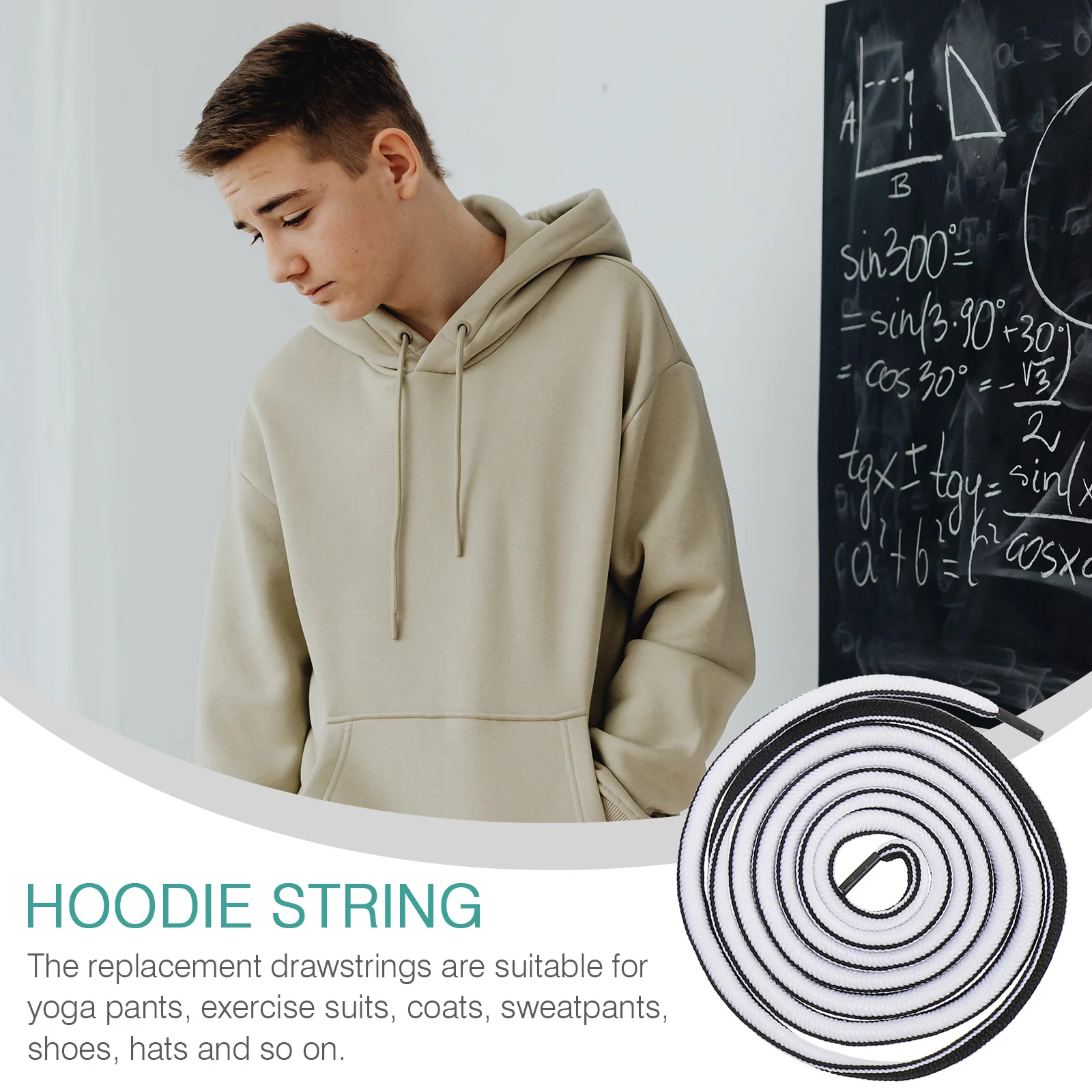 

12pcs Trousers Rope Pants Waist Hoodie Drawstrings Replacement Flat Polyester Cord Durable Sealed Metal End Easy Thread Suitable