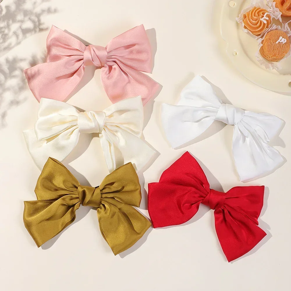 

Fashion Solid Bowknot Satin Hairpin Elegant Bow Ribbon Hair Clip Korean Women Barrettes Girls Hair Accessories Ponytail Clip