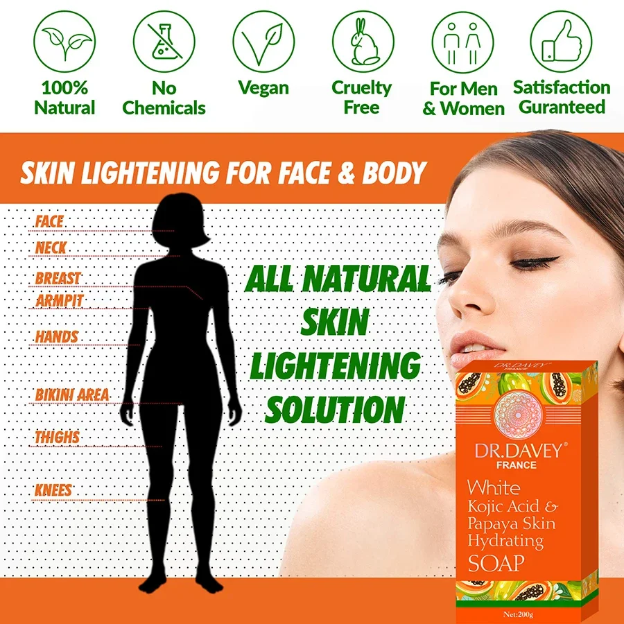 Soap Papaya Whitening Soap Moisturizing Acne Cleanser for Clear Skin Care Handmade Soap Kojic Acid Body Skin Deep Cleaning мыло