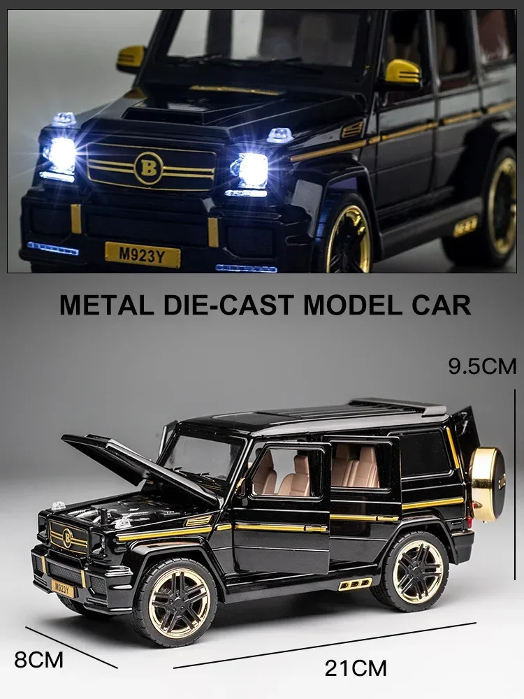 Modèle de voiture en métal moulé sous pression, haute simulation, véhicule jouet, son et lumière, côtes arrière, cadeaux de voiture, Benz BRABUS G65 Refit, 1:24