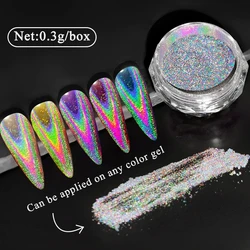 Polvo de uñas multicromo con efecto láser colorido, efecto espejo, pigmento cromado brillante, suministros de polvo para uñas, decoración de esmalte de Gel UV