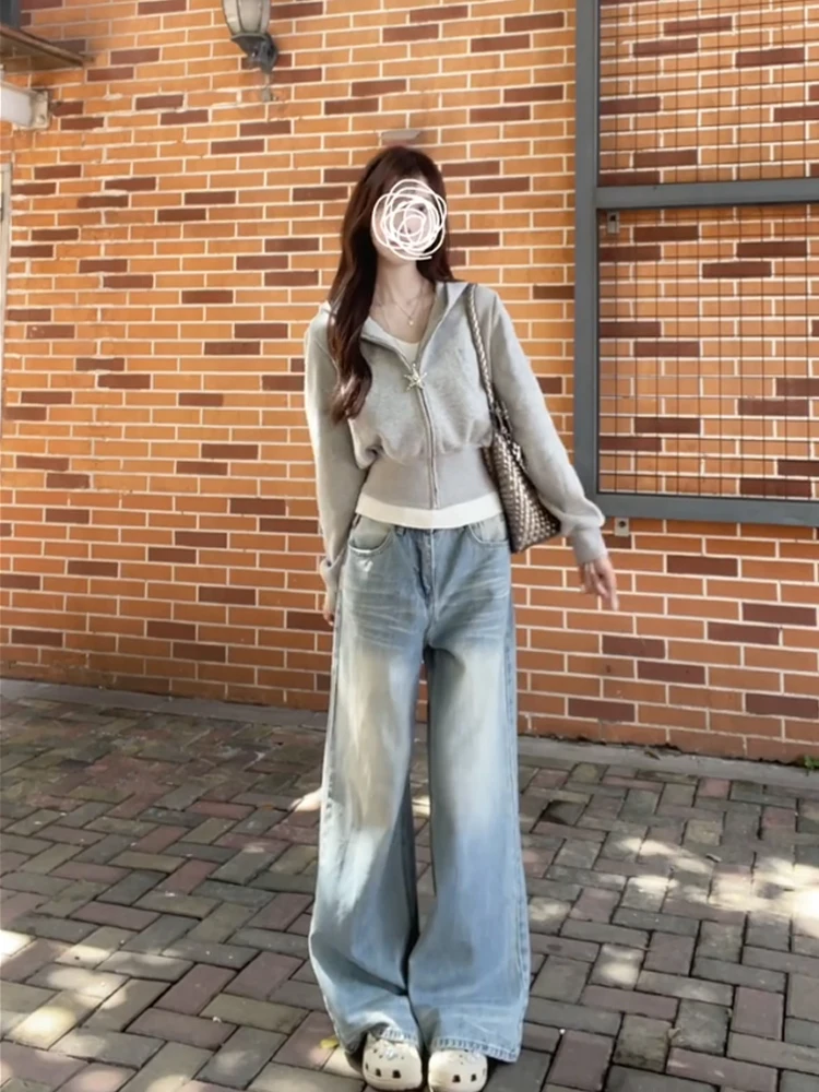 Ey com capuz ort moletom jaet feminino outono inverno 2025 novo ajuste fino cintura cinched aberto cardigan zíper topo