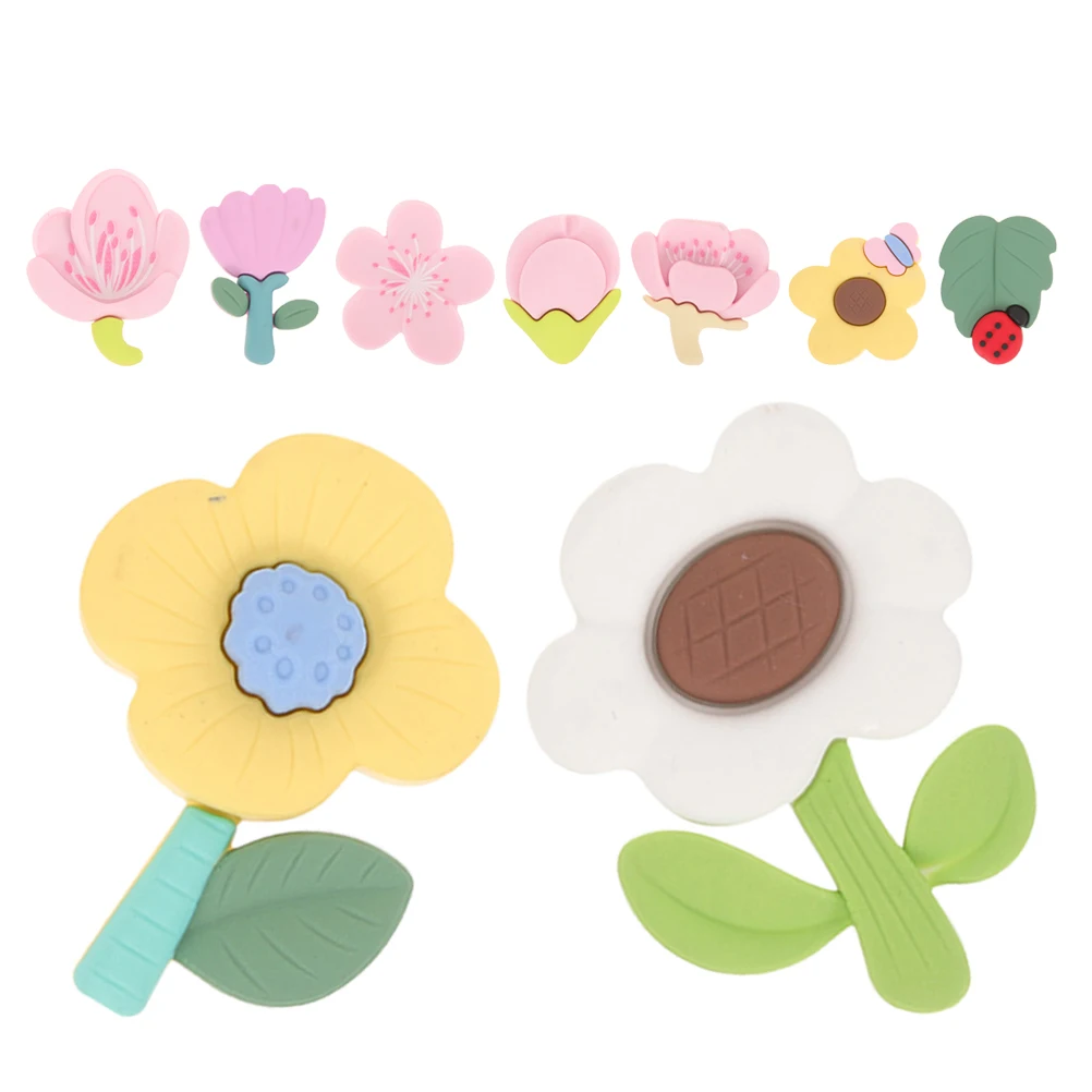 

9pcs Fridge Magnet Flower Shape Rubber Kitchen Refrigerator Magnet Household Decoration Locker Whiteboard Cartoon Design
