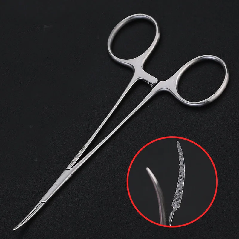 

Tiangong 12.5cm cosmetic plastic double eyelid hemostatic forceps microvascular hemostatic forceps straight curved full teeth