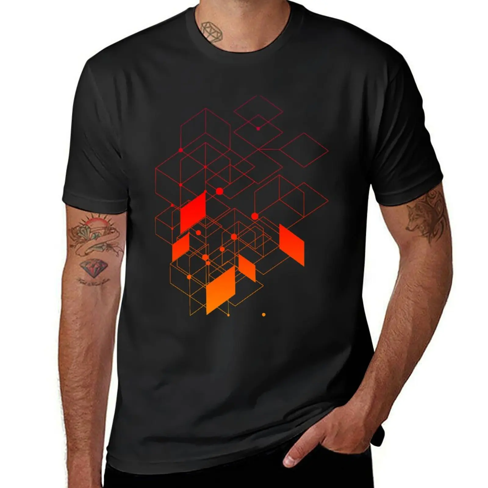 Geometric lines fine art T-Shirt anime clothes customizeds t shirts for men