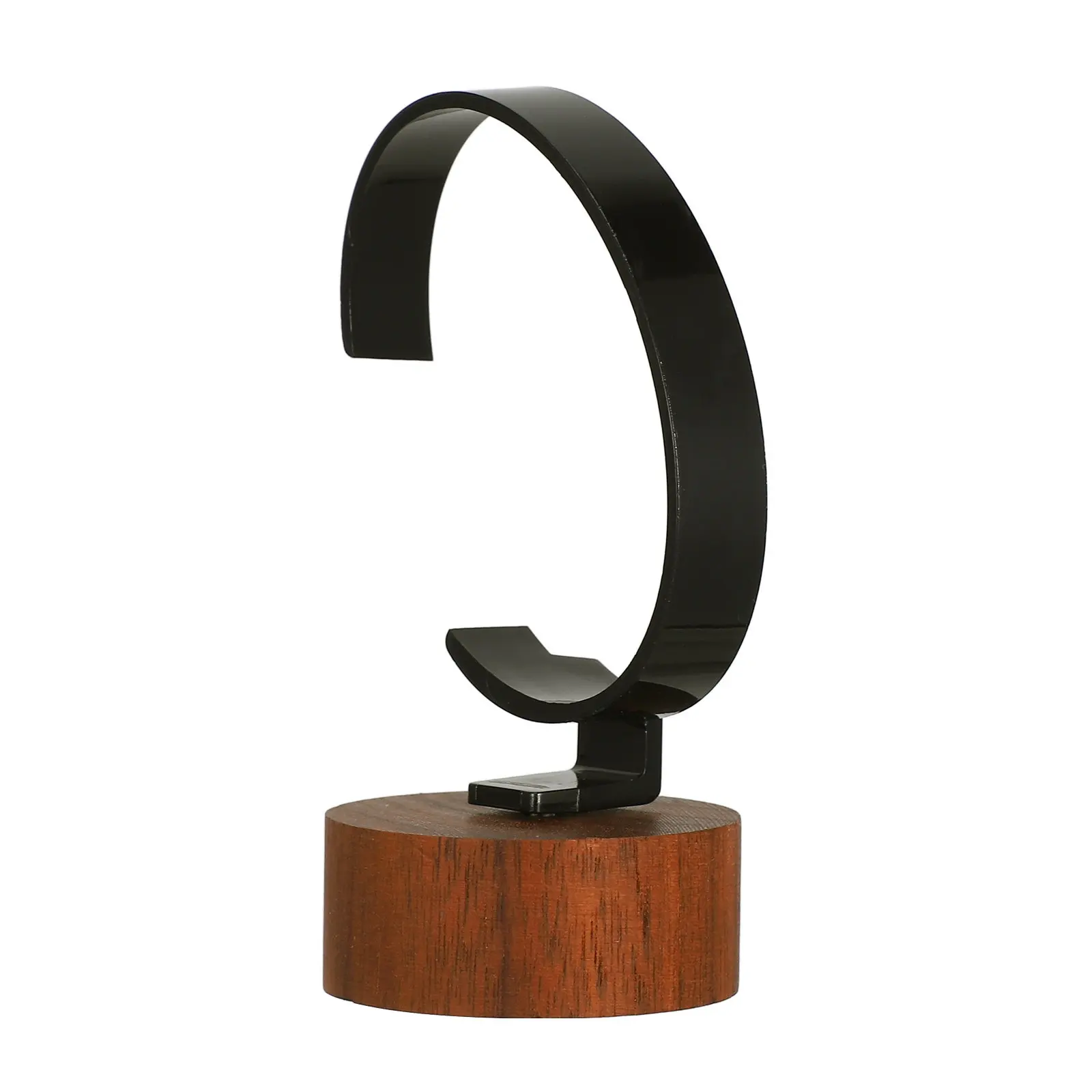Acrylic C-Ring Black Walnut Wood Watch Display Stand Minimalist Watch Holder for Dresser Retail Jewelry Organizer