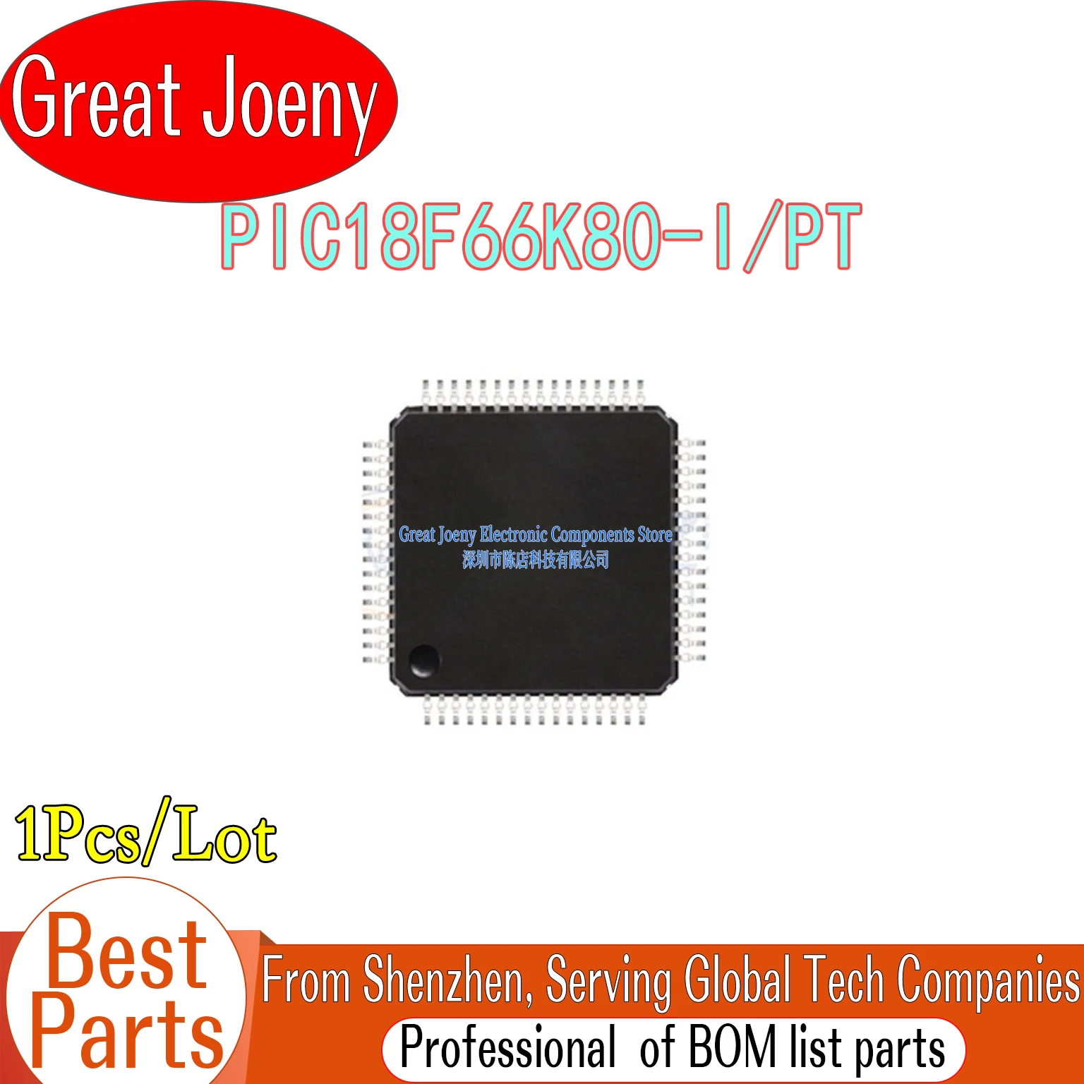 

100% New PIC18F66K80 PIC18F66K80-I/PT IC MCU Chipset TQFP-64
