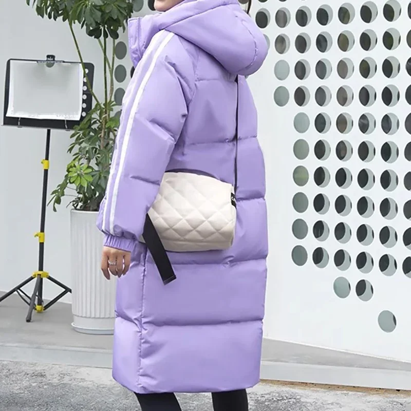 Women Zipper Thicken Long Coat Turtleneck Hooded Down Coat Oversize Loose Office Coat Women Casual Parkas 2024 Autumn Winter