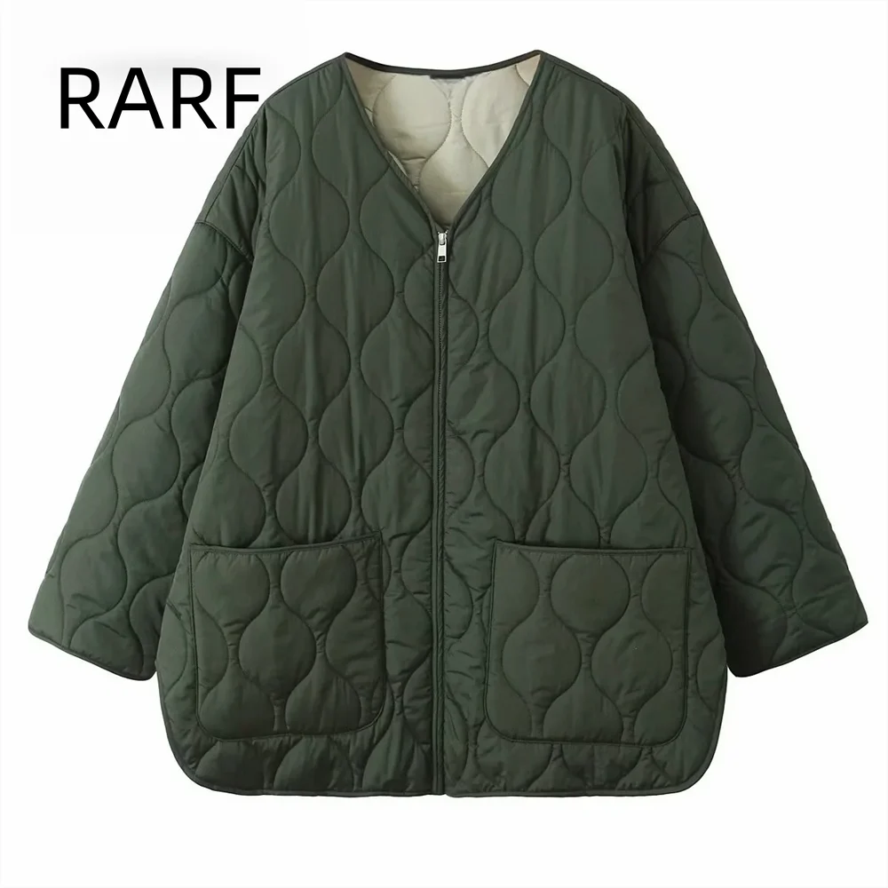 

Loose and simple long sleeved thin cotton jacket, 2024 autumn and winter new style diamond grid quilted jacket jacket