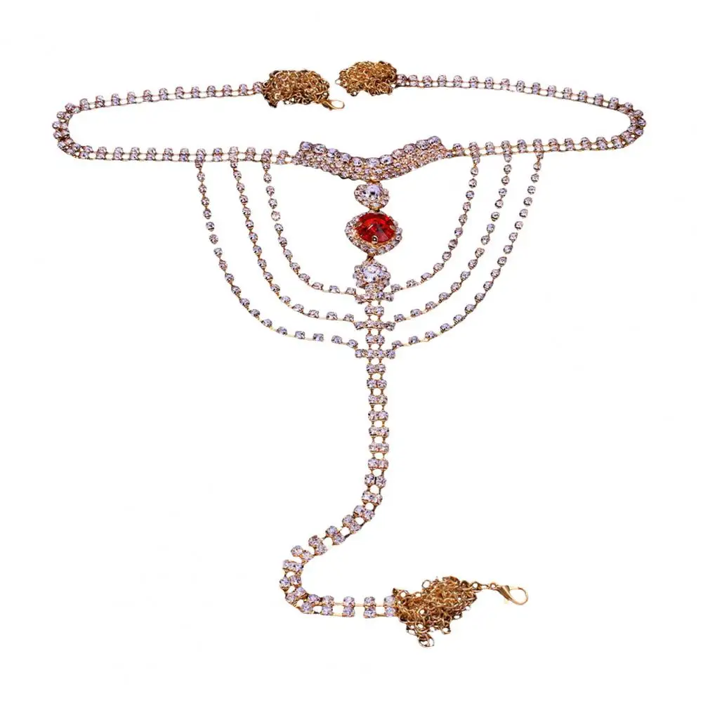 Rhinestone Panty Chain Adjustable Length Brief Chain Strap with Sparkling Rhinestones Sexy Women Body Chain Jewelry Gift