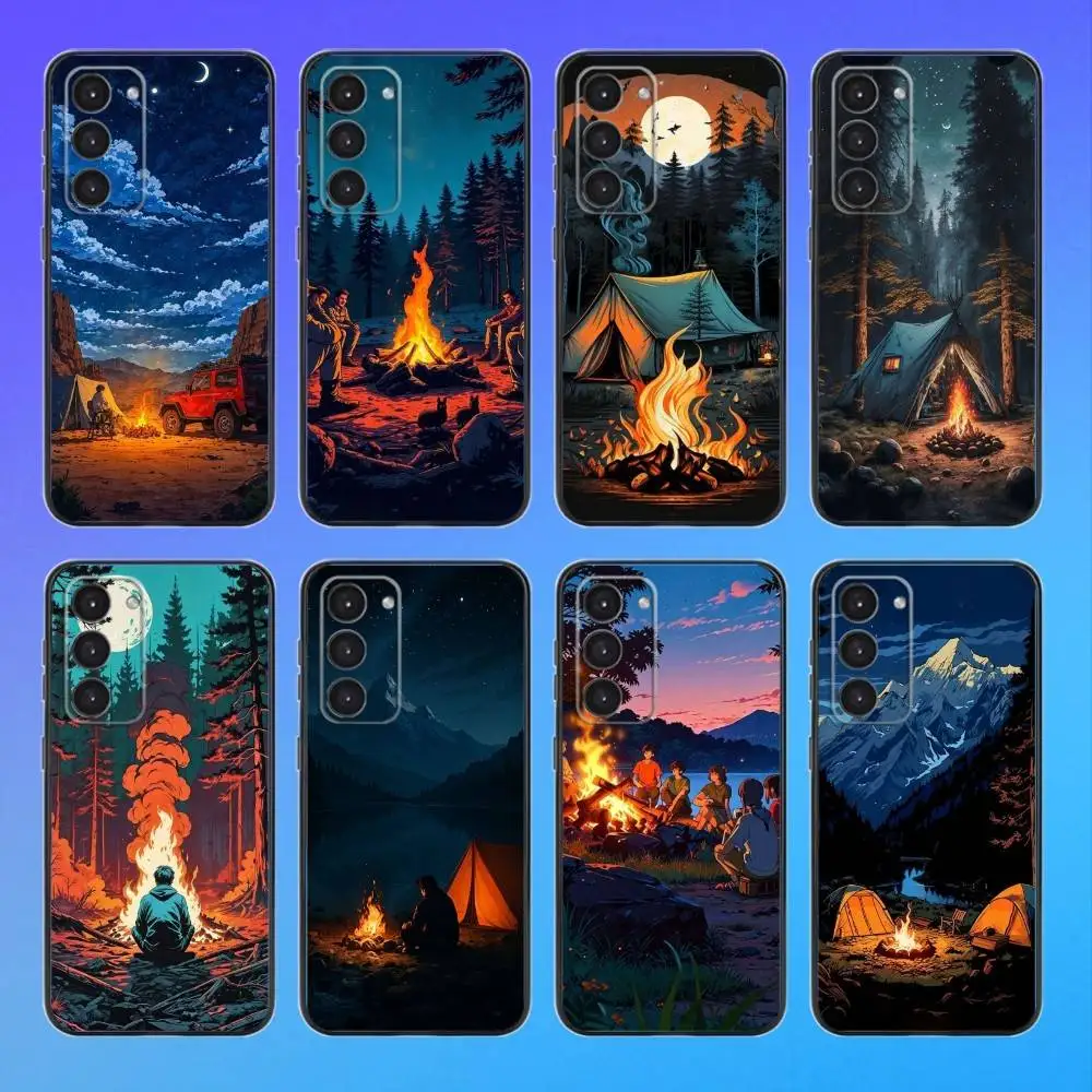 

Outdoor Campings Phone Case For Samsung A73,A72,A71,A70,A53,A52,A51 Black Soft Case