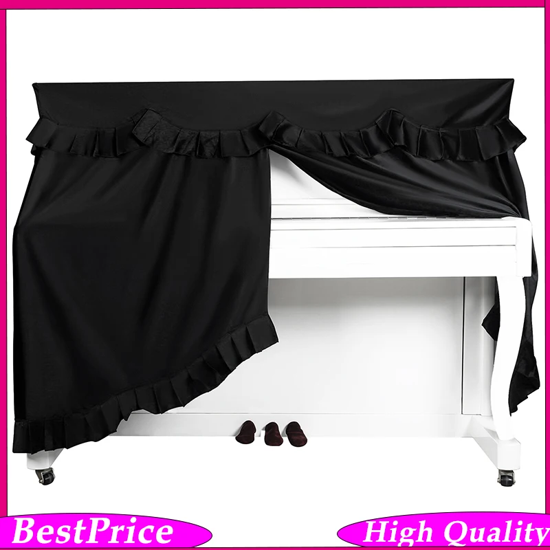 88-Key Upright Piano Cover Full Wrap Dust-Proof & Scratch-Resistant Elegant Ruffle Trim Back Fully Enclosed with Carry Bag