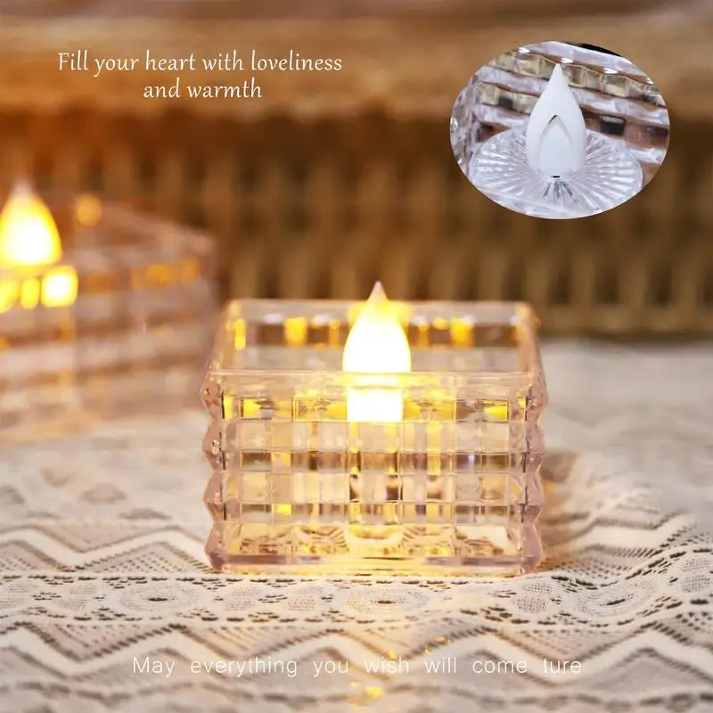 Battery Tea Light 6pcs Cube Candle Led Light Romantic Flameless Candles Electric Home Decorations For Party Birthday Holiday