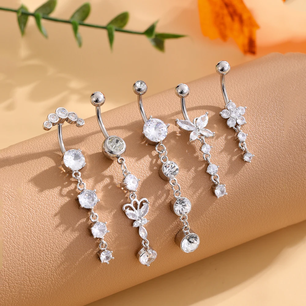 3-5pcs Mixed-Style Sets Dangle Belly Button Rings