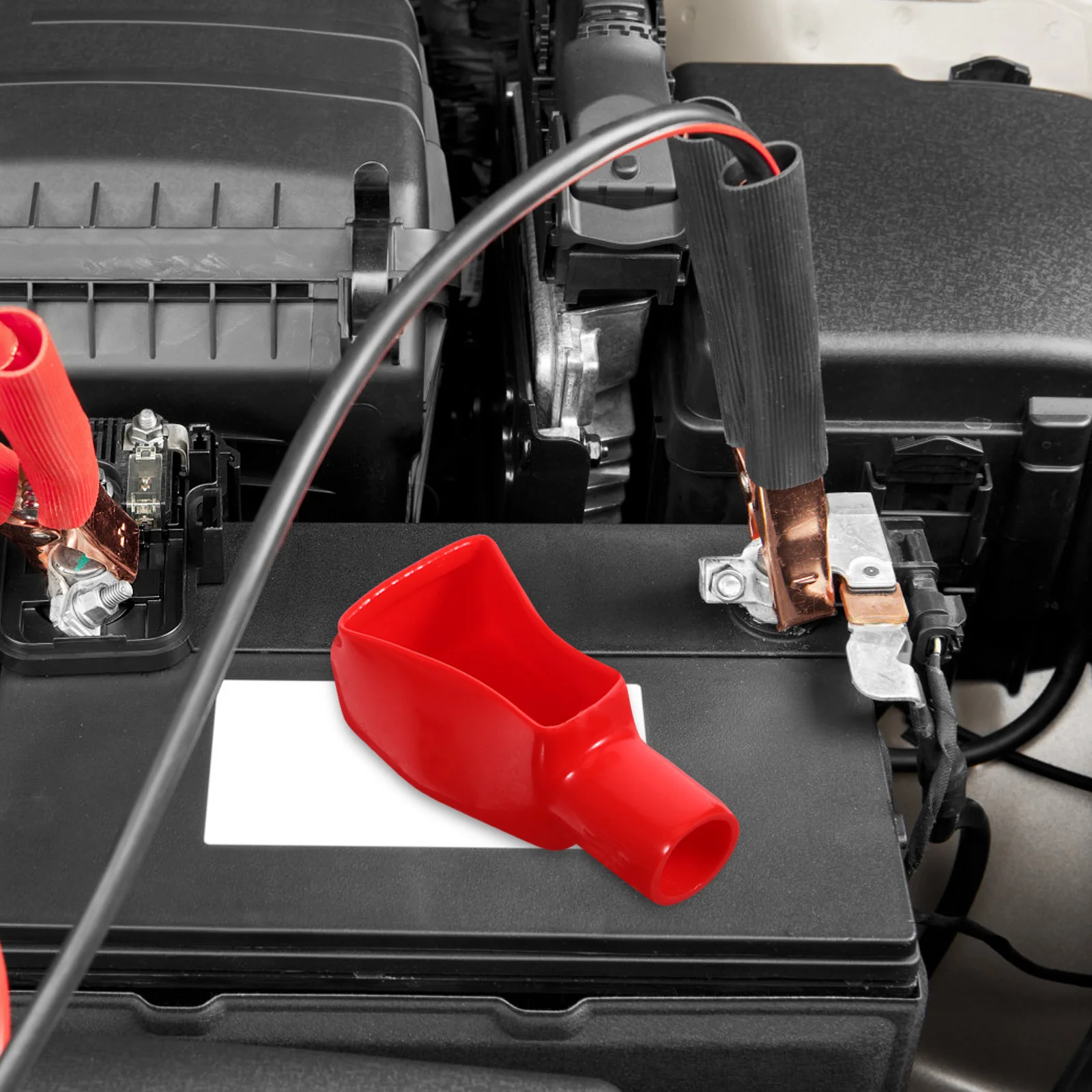 

2Pcs Universal Car Positive Terminal Covers Flame-Proof Anti-Slip Insulation Protector Size L Red Terminal Cap