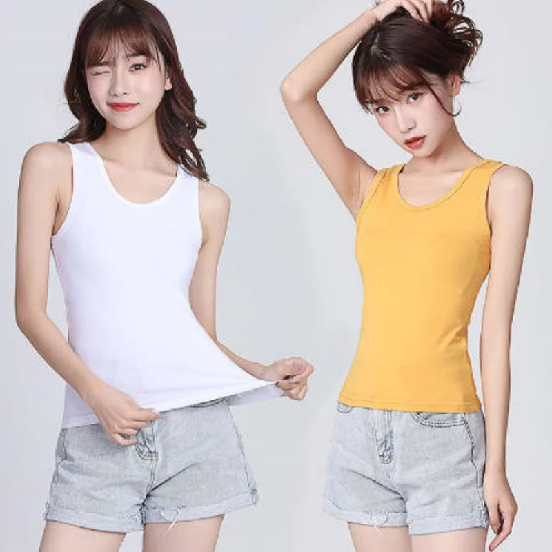 

Sexy Basics Tank Tops for Women 96% Cotton Flex Women's Slim-Fit Tank Tops Women's Underwear Sleeveless Vest T-shirt D0186