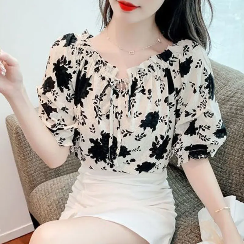 Women\'s Short Sleeve T-Shirt Casual All-match Simplicity Office Lady Fashion Printing Clothes Temperament Tops Summer New Style