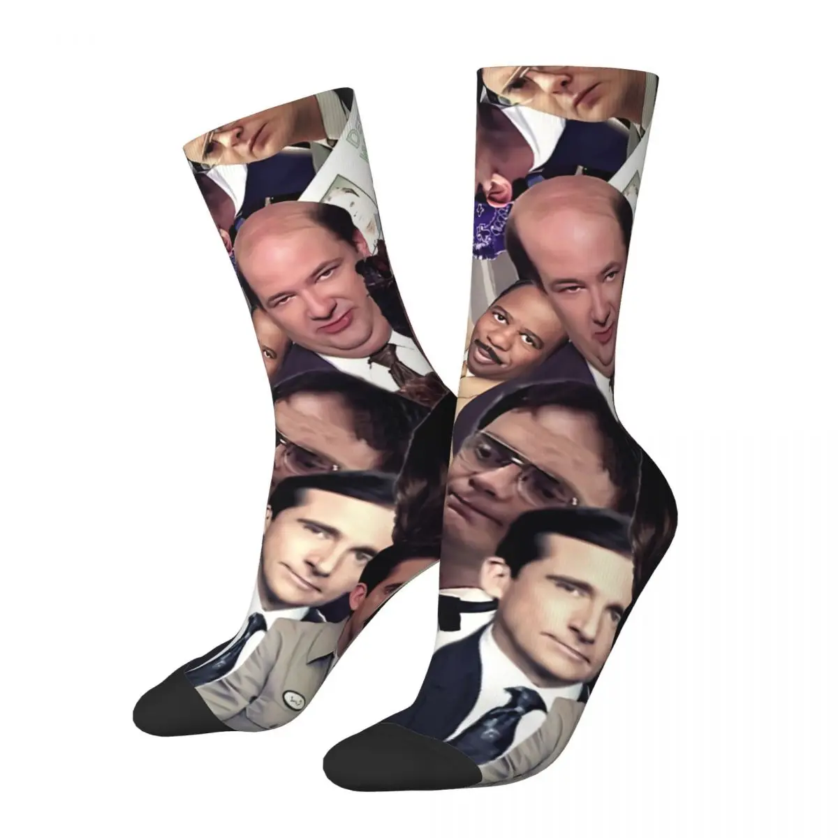 Funny Men's Socks Mashup Retro The Office TV Hip Hop Seamless Crew Sock Gift Pattern Printed