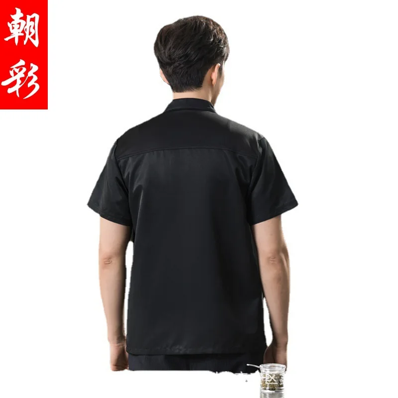 Chef Overalls Short Sleeve Men'S Thin Breathable Chef Uniform Catering Restaurant Chef Uniform Chef Uniform Summer Baking And Ba