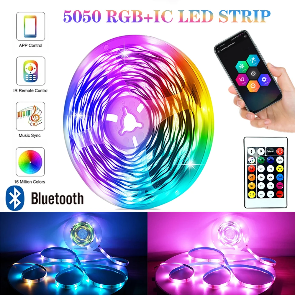 

5050 RGBIC DC5V USB Led Strip Lights Tape IP65 Waterproof Smart Control Color Change Lamp for Christmas Bedroom Decoration