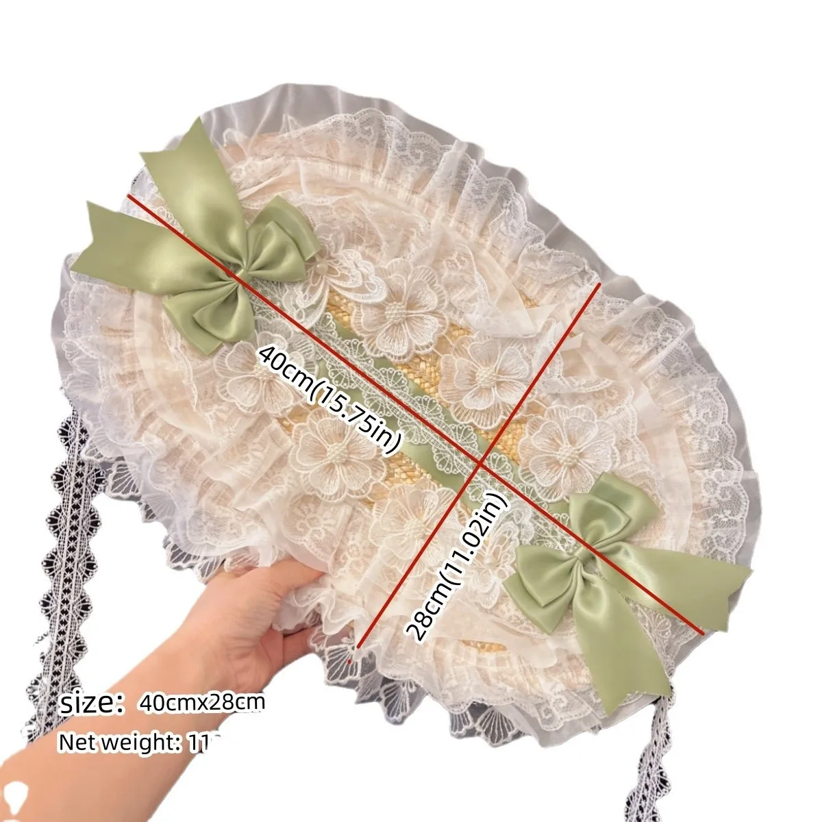 

Green Purple Ribbon Bow Straw Fascinator Hat Hairpin for GIrls Cute Lolita Style Summer Cocktail Party Lace Bonnet Chapeau Femme