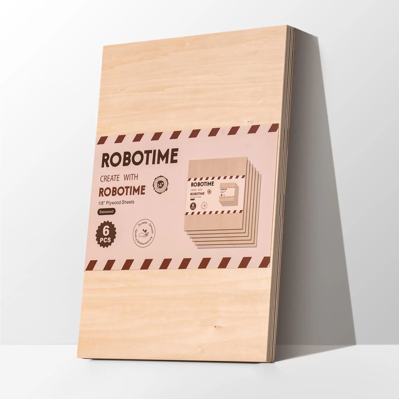 ROBOTIME 6 Pack Basswood Sheets 1/8 12 x 16 x 1/8 Inch 3mm Plywood Sheets Thin Unfinished Wood Boards for Craft Laser Cutting