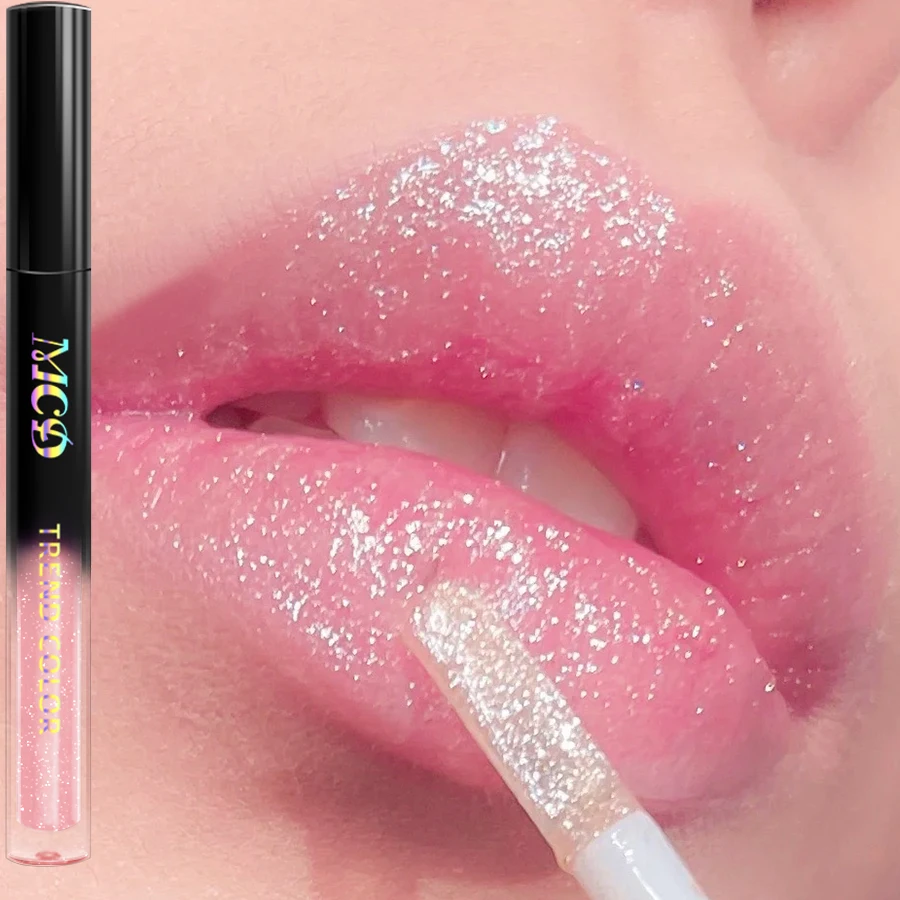 

Glitter Lip Glaze Long Lasting Waterproof Liquid Lipstick Dewy Finish Lip Oil Lip Tint makeup Pearl lip gloss Sexy Cosmetics