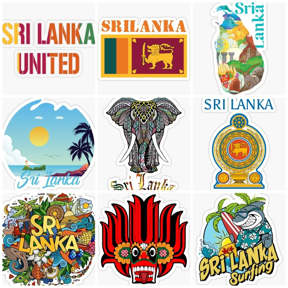 Sri Lanka Flag Map Monkey Scenery Sticker Car Camper Bicycle Laptop Wall Truck Moto Window Glass Racing Camper Off-road Decal