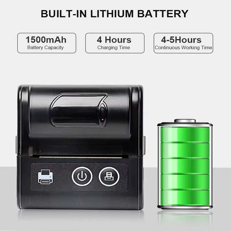 58MM Portable Mini Thermal Printer Bluetooth Thermal Printer For Small Business Printer Computer-Mobile Connection IOS Android