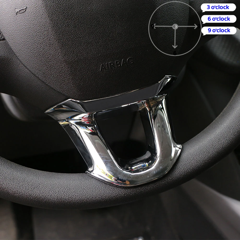Car Chrome Steering Wheel Decoration Trim Cover Sticker for Peugeot 208 GTI 2008 308 2014 - 2017 Accessories