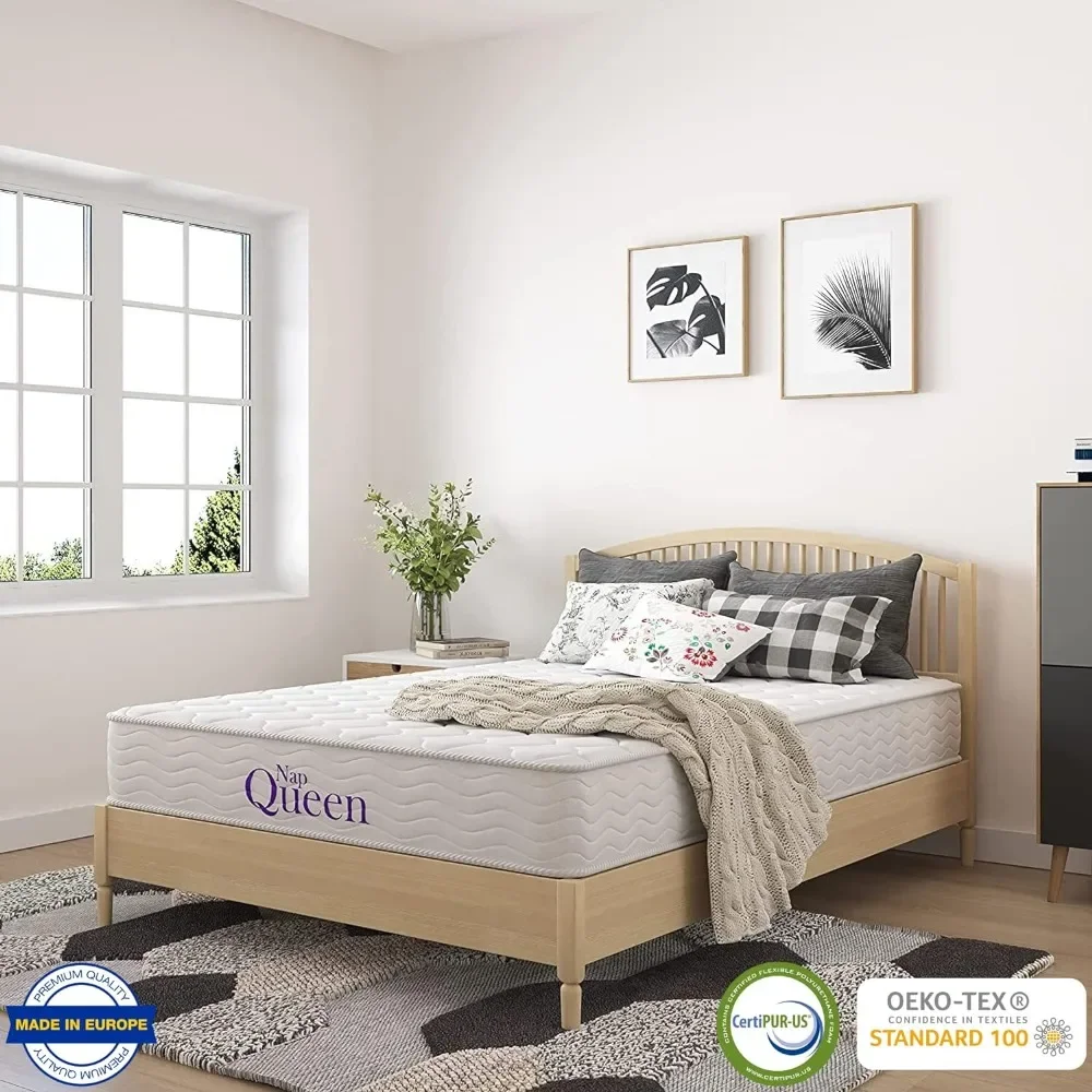 8 Inch Innerspring Queen Size Medium Firm Memory Foam Mattress, Bed in a Box,White