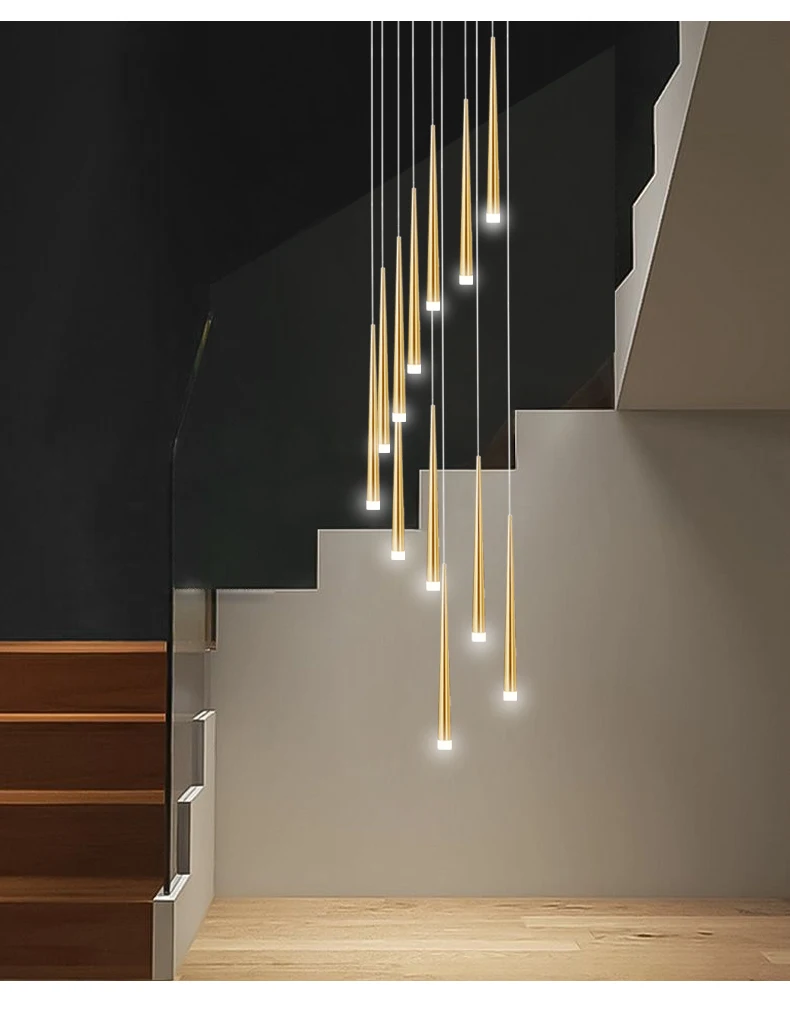 Stair chandelier simple modern atmosphere duplex apartment building The bedroom The Nordic restaurant