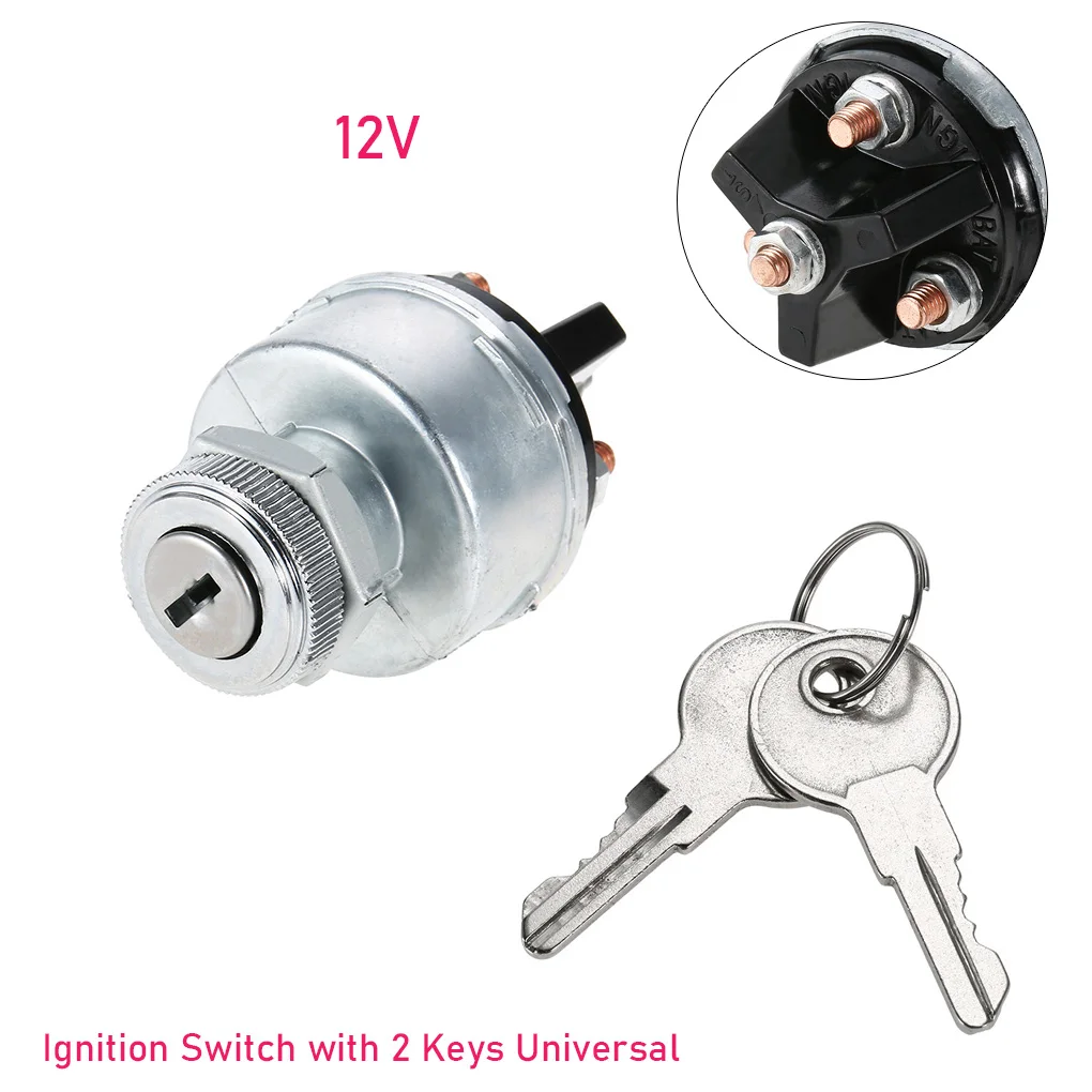 

Ignition Switch Lock Ignition Button with 2 Keys ON/OFF Starter Switches Car Accessories for Go-kart Truck Tractor Motorcycle