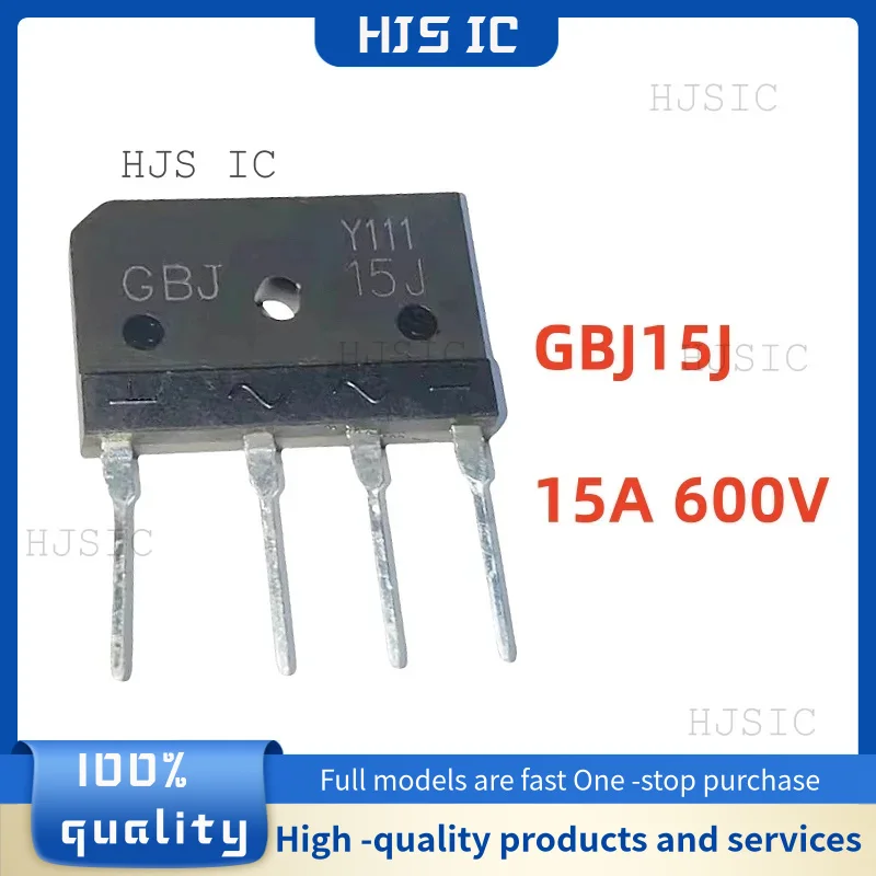 5PCS NEW 100% quality GBJ15J GBJ 15J SGBJ15J / 15A 600V Bridge rectifier Bridge stack Rectifier Bridge flat bridge