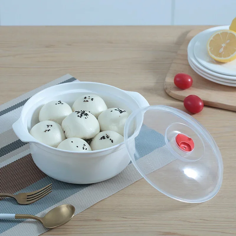 S/M/L Microwave Oven Special Box with Lid Heated Soup Pot Rice Steamed Dumpling Food Cooking Container Food Grade Kitchen Tool