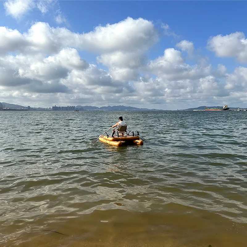 Wholesale Entroffy Customization Drop-stitch PVC Wood Grain Inflatable Paddle Fishing Platform with Motor